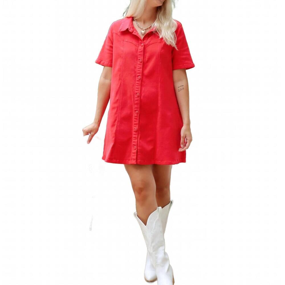 NEW 2.7 AUGUST APPAREL love me denim mini dress in watermelon